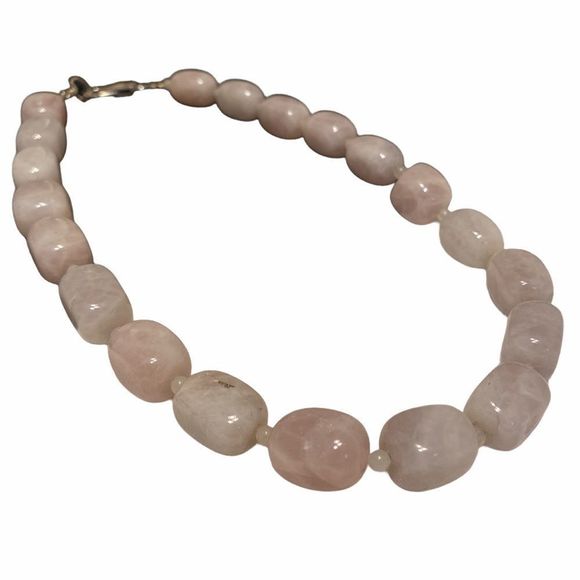 Vintage Chunky Rose Quartz Necklace - Picture 4 of 16